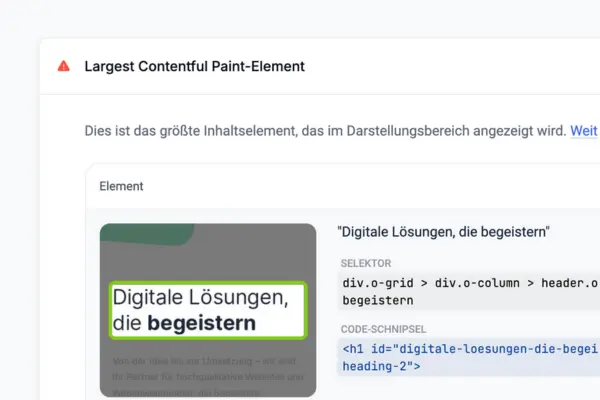 Ein ausgeklapptes Element mit detailierte Informationen zu einem Test.