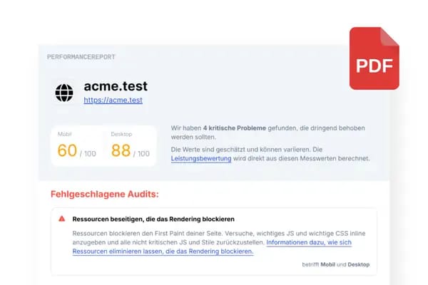 Ein PDF Bericht mit einer Zusammenfassung der Scan-Ergebnisse.